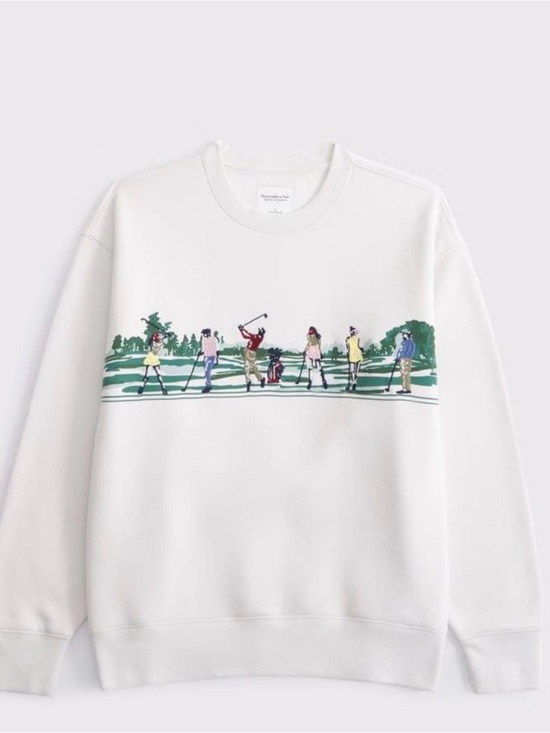 Abercrombie & Fitch Tops - Oversized graphic white Golf Crewneck Sweatshirt